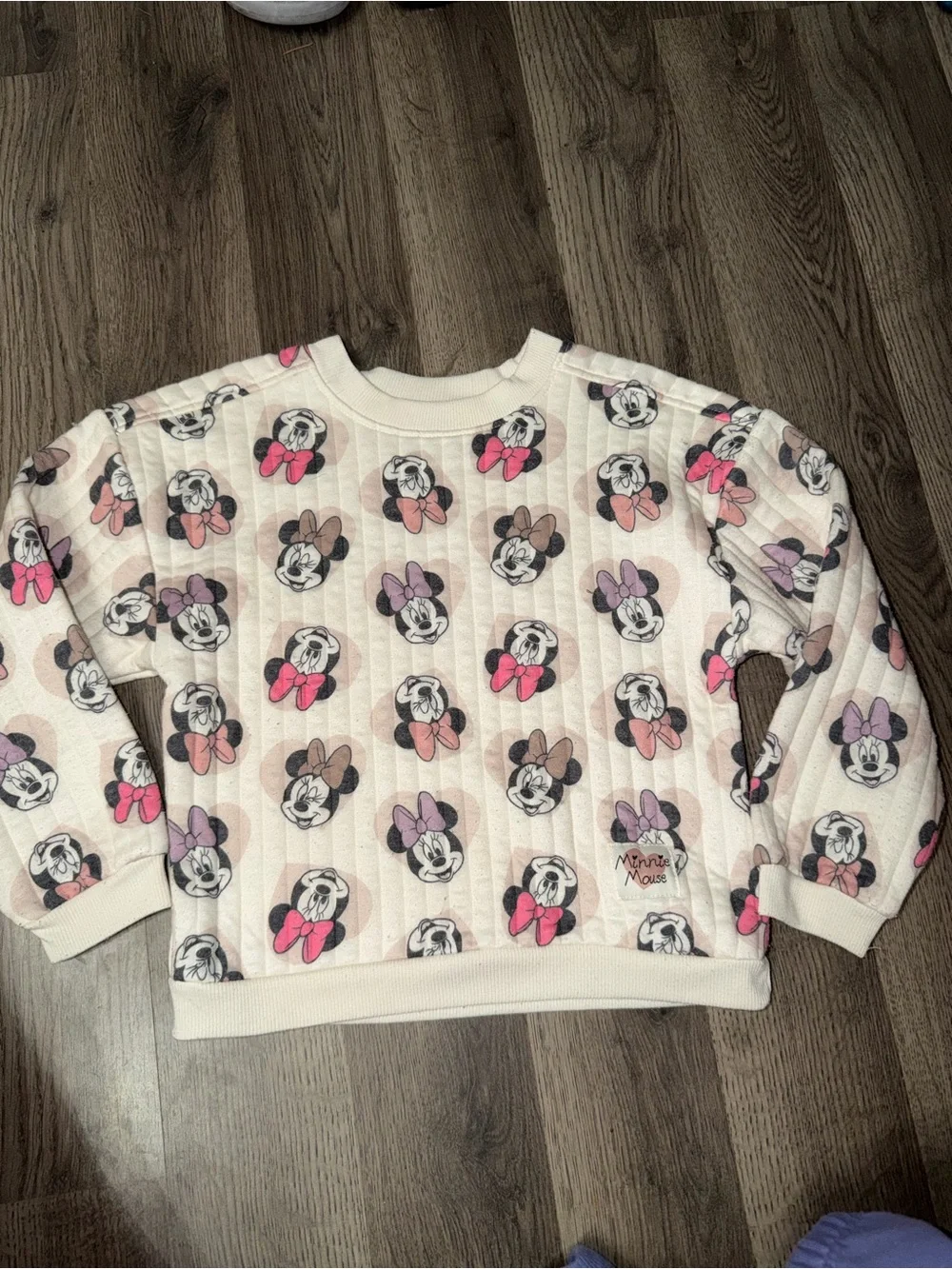 Girls' Cream Minnie Mouse Print Pullover Sweatshirt and sweatpants